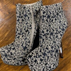 Brand new! 2B Elegant Black and Gold Embroidered Women's Stiletto Boots